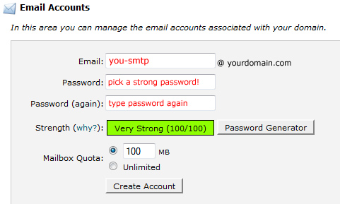 Create a new SENDING email account