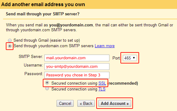 Step 2 in Gmail Setup
